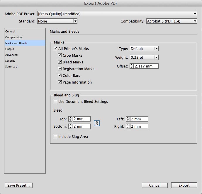 Making a print-ready PDF from Adobe Indesign™ 1